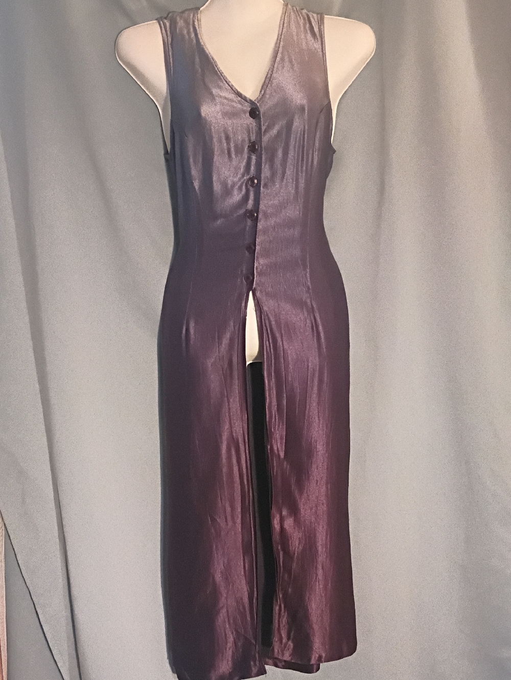 Metallic Sleeveless Satin Maxi Dress by KRM